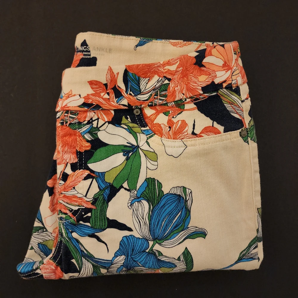 Preowned Chico Jeggings Ankle, Floral, Women's Size 0.5, USA 6P Good - Picture 6 of 14